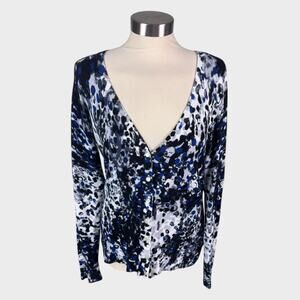 212 Collection Womens Medium V Neck Cardigan Sweater Black Purple